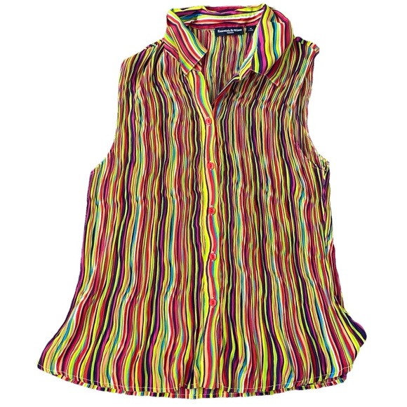 Essentials by Milano crinkle fabric Sleeveless Collar Button Down Shirt size 1X - Picture 1 of 4